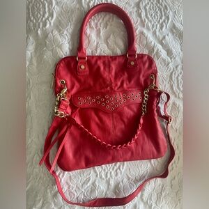 Steve Madden Red/Orange Large Tote Shoulder Bag Extendable Logo Detachable Strap